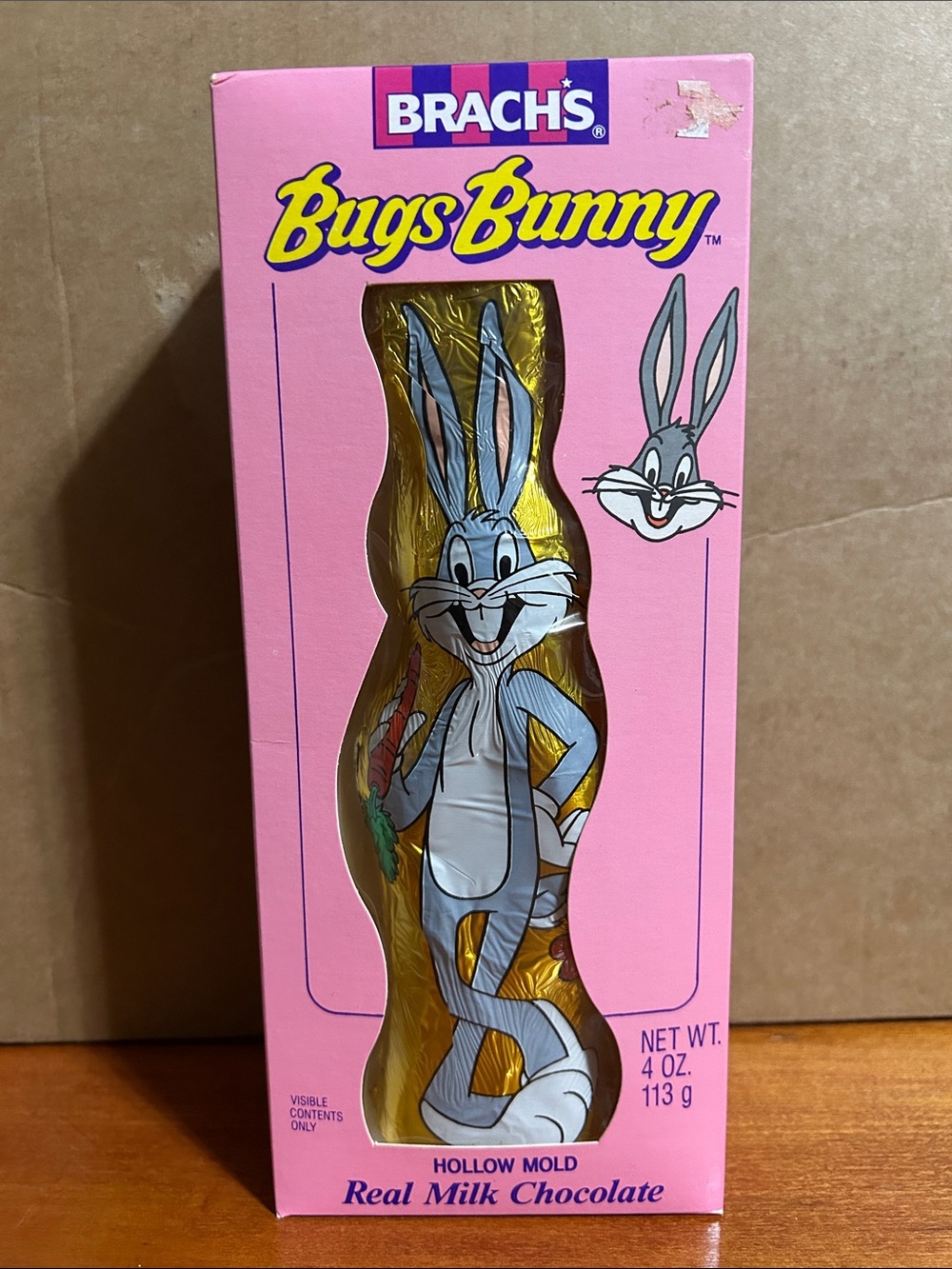 Vintage 1990 unopened Bugs Bunny Pink Foil Chocolate Bunny